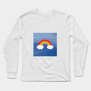 Rainbow with Puffy Clouds in Blue Mountains Long Sleeve T-Shirt